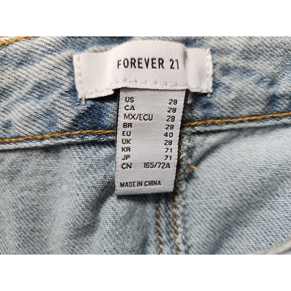 Forever 21 Baggy Cargo Jeans Women's Size 28 Light Denim Pockets Wide Leg Y2k - Picture 16 of 16